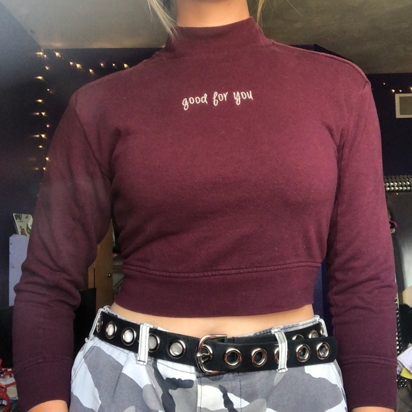 Urban Outfitters Sweaters - Cropped Burgundy High Neck Sweater